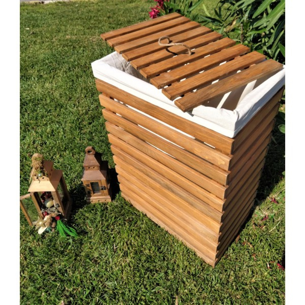Woodenka Ahşap Kapaklı Kirli Çamaşır Sepeti Çok Amaçlı Sepet Fiyatı