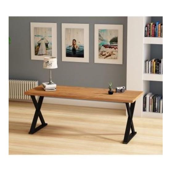 Woodesk 150x80 cm Rıhtım Masif Tik Renk Yemek Masası