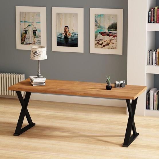 Woodesk 150x80 cm Rıhtım Masif Tik Renk Yemek Masası