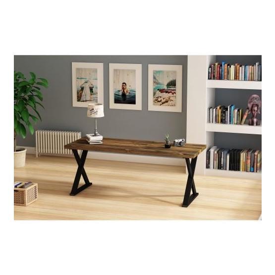 Woodesk 200x70 cm Rıhtım Masif Ceviz Renk Yemek Masası