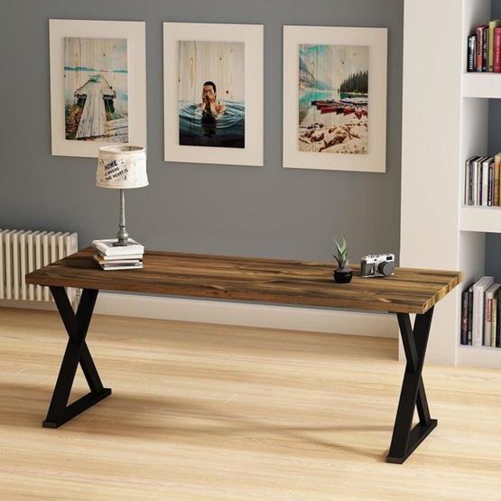 Woodesk 200x70 cm Rıhtım Masif Ceviz Renk Yemek Masası