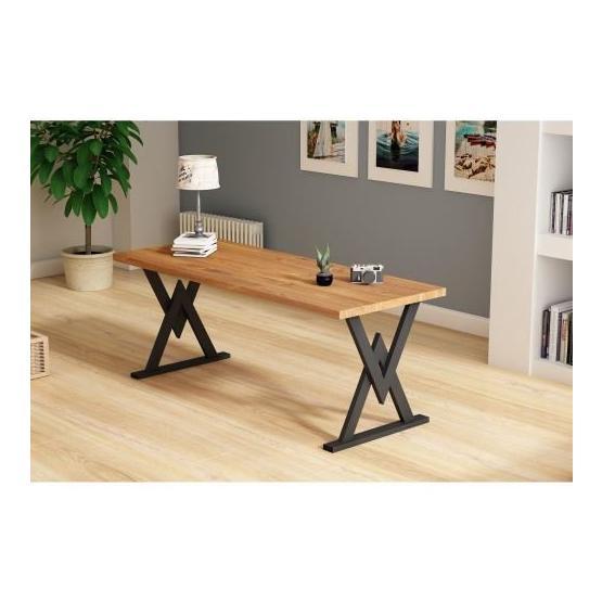 Woodesk 200x80 cm Günce Masif Tik Renk Yemek Masası