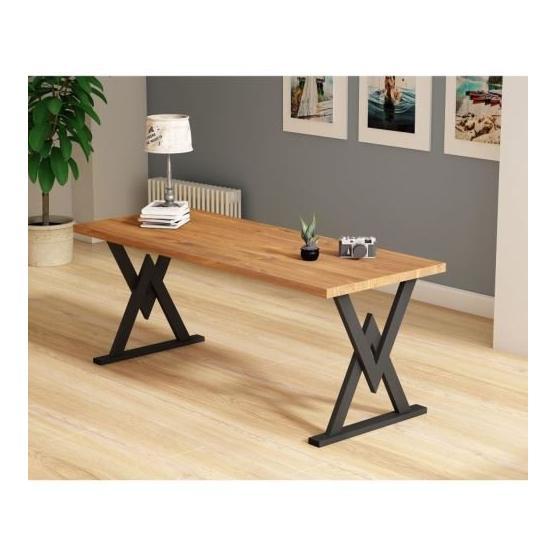 Woodesk 200x80 cm Günce Masif Tik Renk Yemek Masası