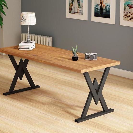 Woodesk 200x80 cm Günce Masif Tik Renk Yemek Masası