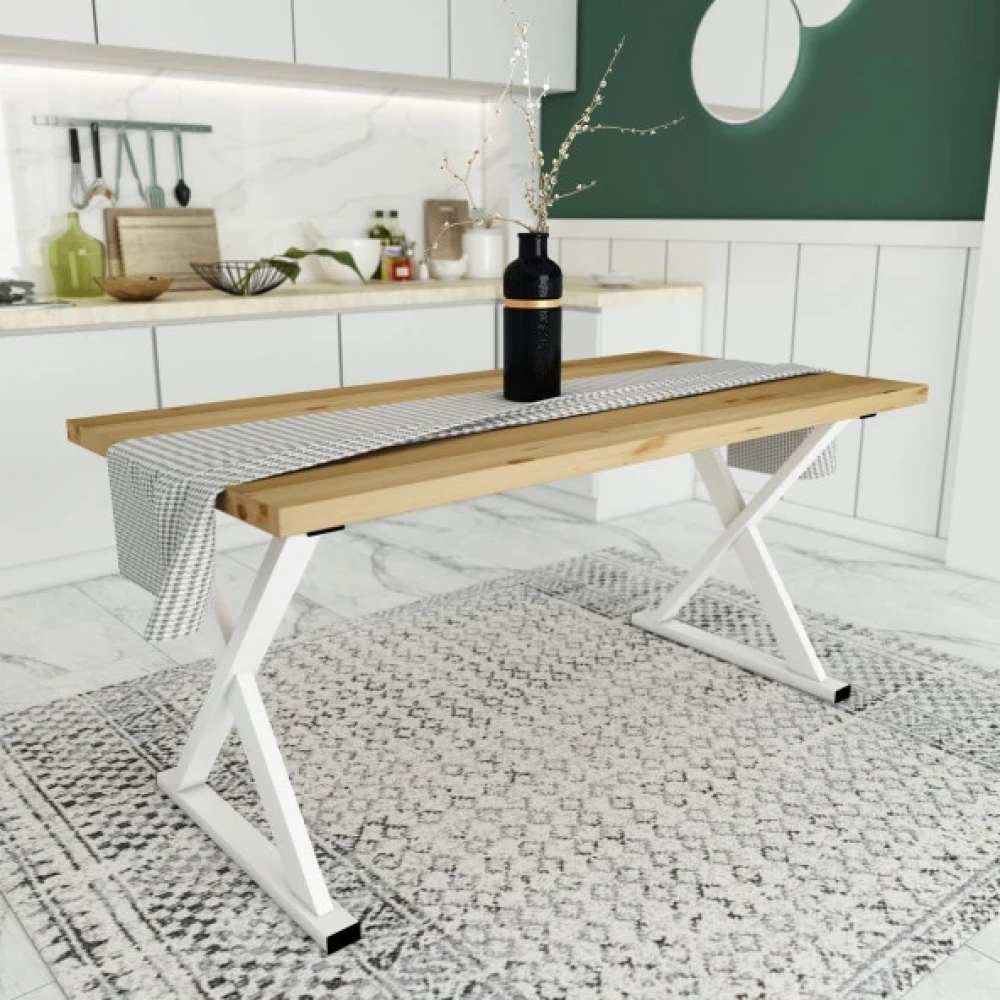 Woodesk Bahar Masif Natural Renk 140X70 Yemek Masasi Cpt7295-140 Yemek & Mutfak Masası Fiyatı