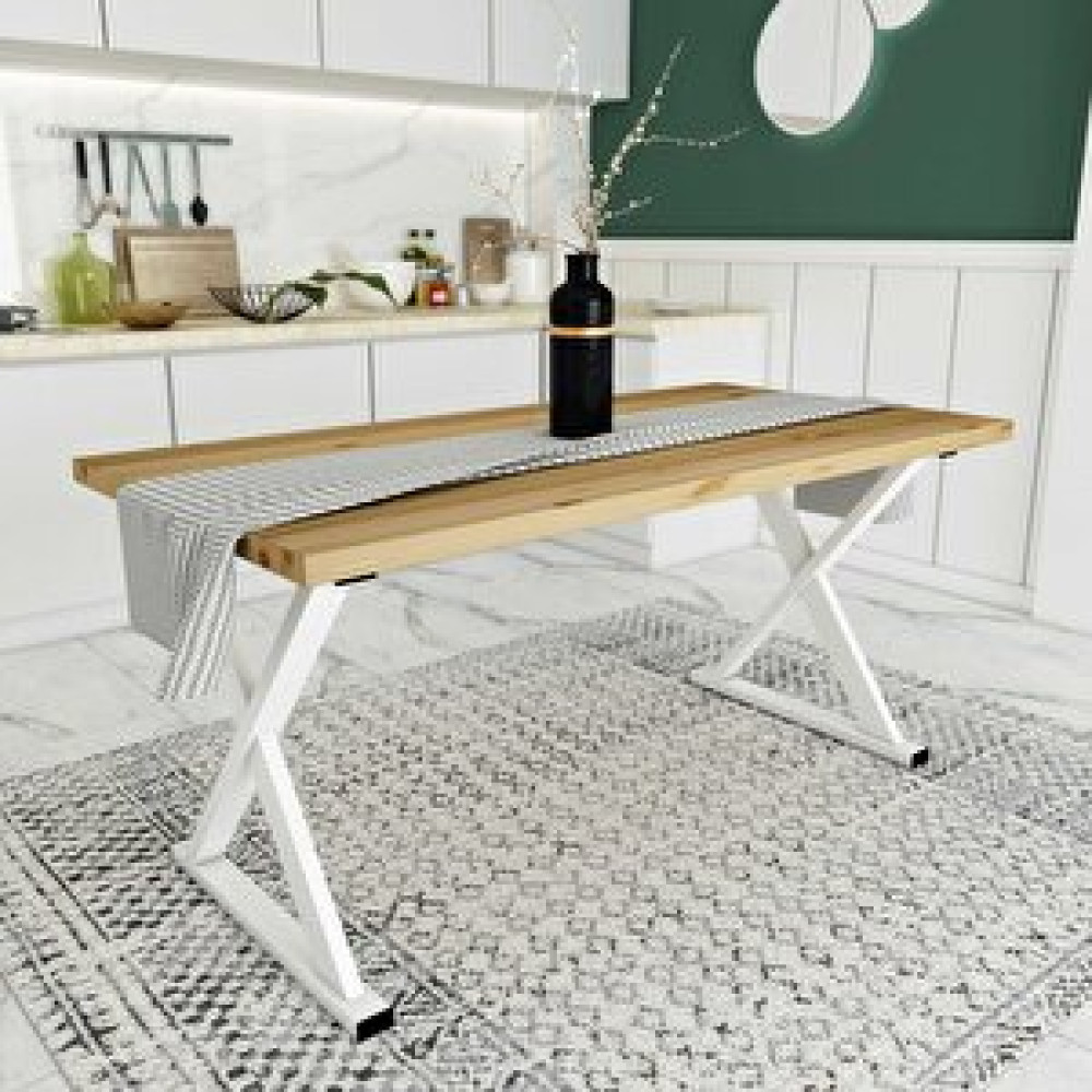 Woodesk Bahar Masif Natural Renk Yemek Masası Cpt7295-140 140x70 cm Masa - Sandalye Seti / Takımı Fiyatı