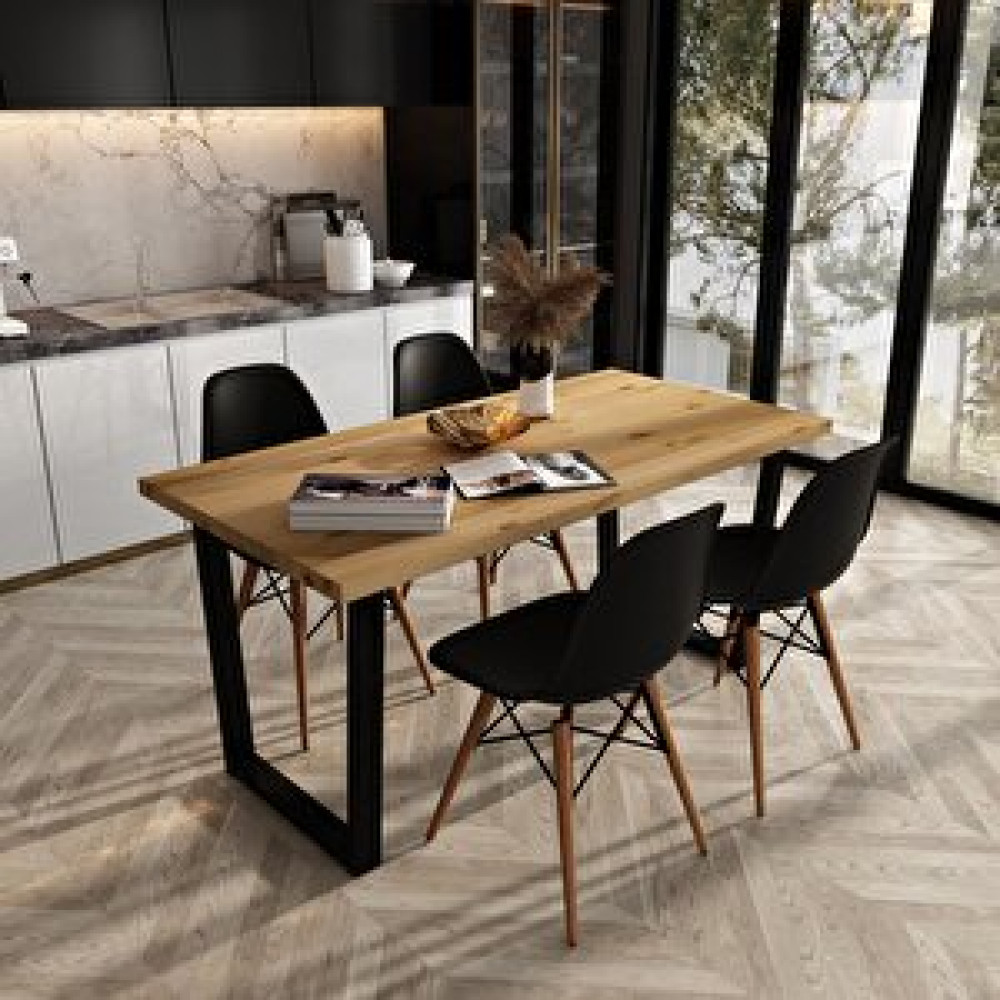 Woodesk Beril Masif Natural Renk 140x70 Sandalyeli Masa Takımı Cpt7662-140 Masa - Sandalye Seti / Takımı Fiyatı