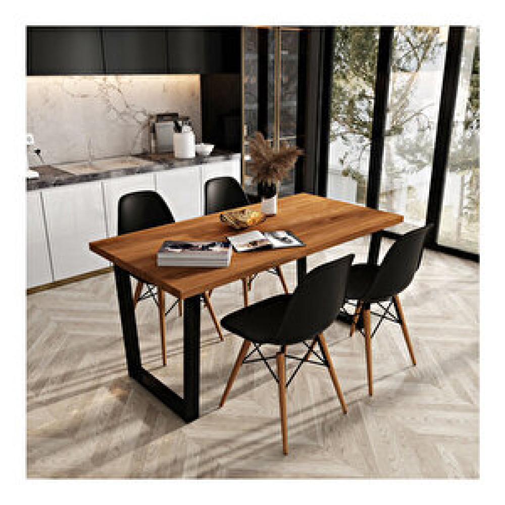 Woodesk Beril Masif Tik Renk 140x70 Sandalyeli Masa Takımı Cpt7346-140 140x70 cm Masa - Sandalye Seti / Takımı Fiyatı