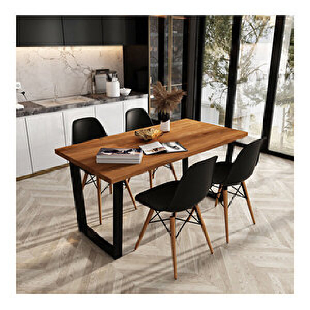 Woodesk Beril Masif Tik Renk 180x80 Sandalyeli Masa Takımı Cpt7353-180 180x80 cm Masa - Sandalye Seti / Takımı Fiyatı