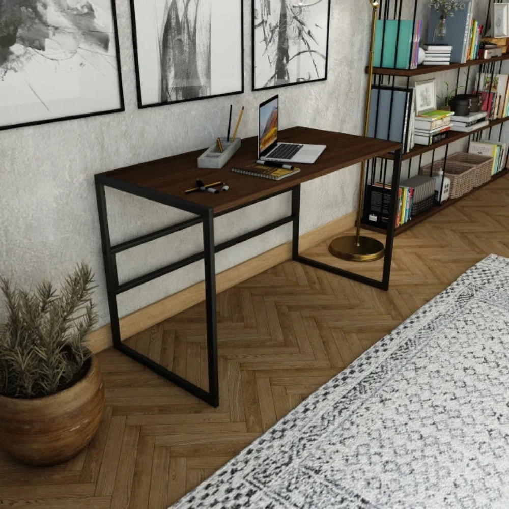 Woodesk Cimen Masif Ahsap Ceviz Renk 120X60 Calisma Masasi Cpt4615-120 Çalışma Masası Fiyatı