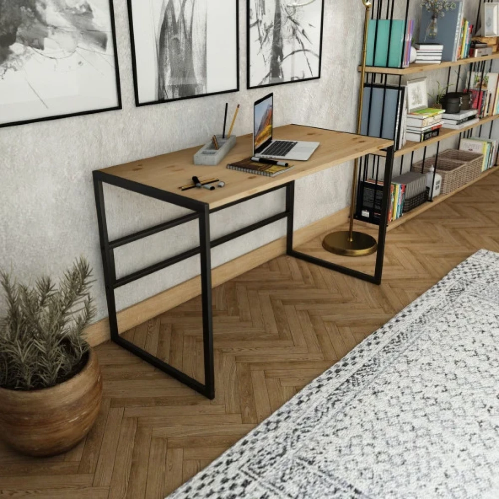 Woodesk Cimen Masif Ahsap Natural Renk 120X60 Calisma Masasi Cpt4614-120 Çalışma Masası Fiyatı