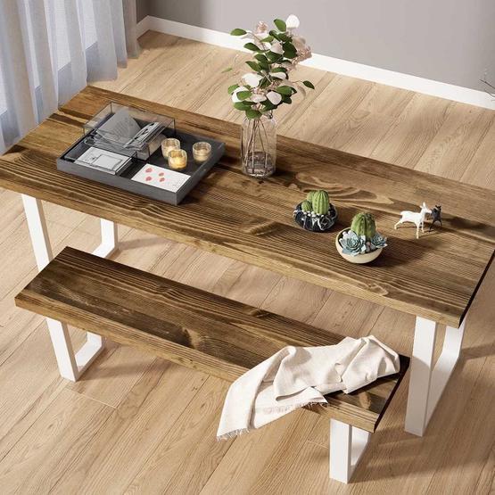 Woodesk CPT7524-140 140x80 cm Mayıs Masif Ceviz Banklı Yemek Masası Yemek & Mutfak Masası Fiyatı