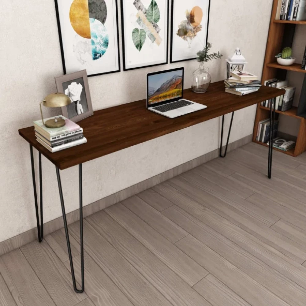 Woodesk Dekor Masif Agac Ceviz Renk 180X50 Calisma Masasi Cpt4621-180 Çalışma Masası Fiyatı