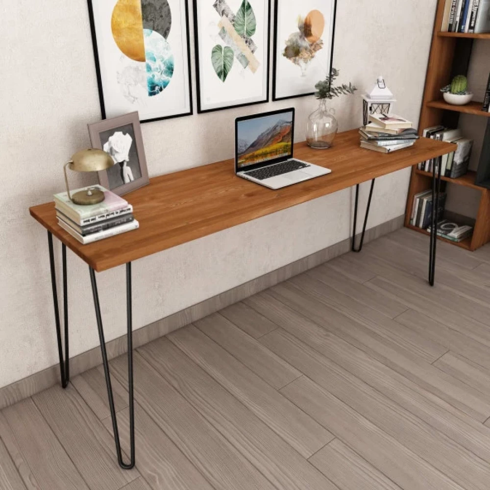 Woodesk Dekor Masif Agac Tik Renk 180X50 Calisma Masasi Cpt4619-180 Çalışma Masası Fiyatı