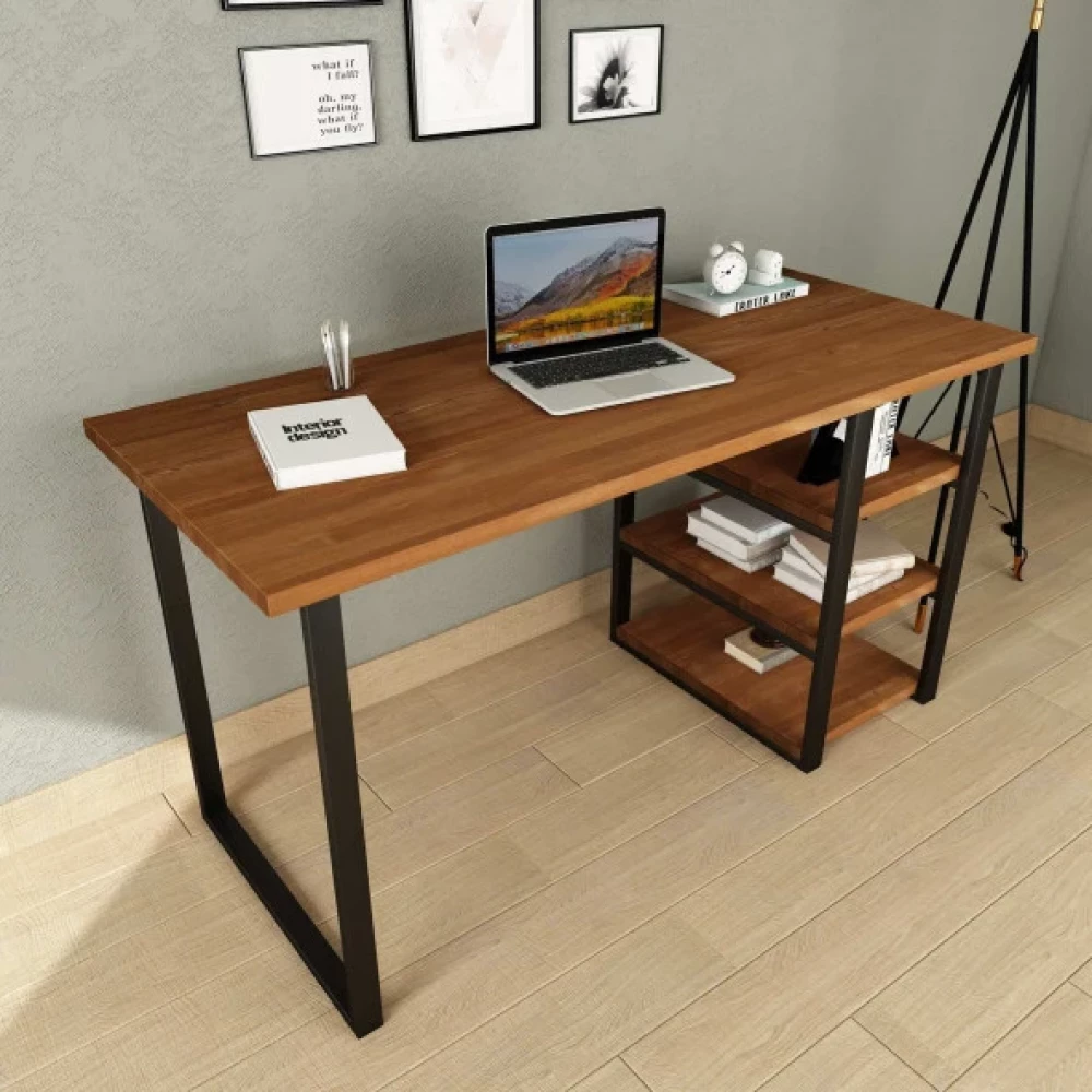 Woodesk Elegant Masif Agac Tik Renk Calisma Masasi Cpt4611-140 Çalışma Masası Fiyatı
