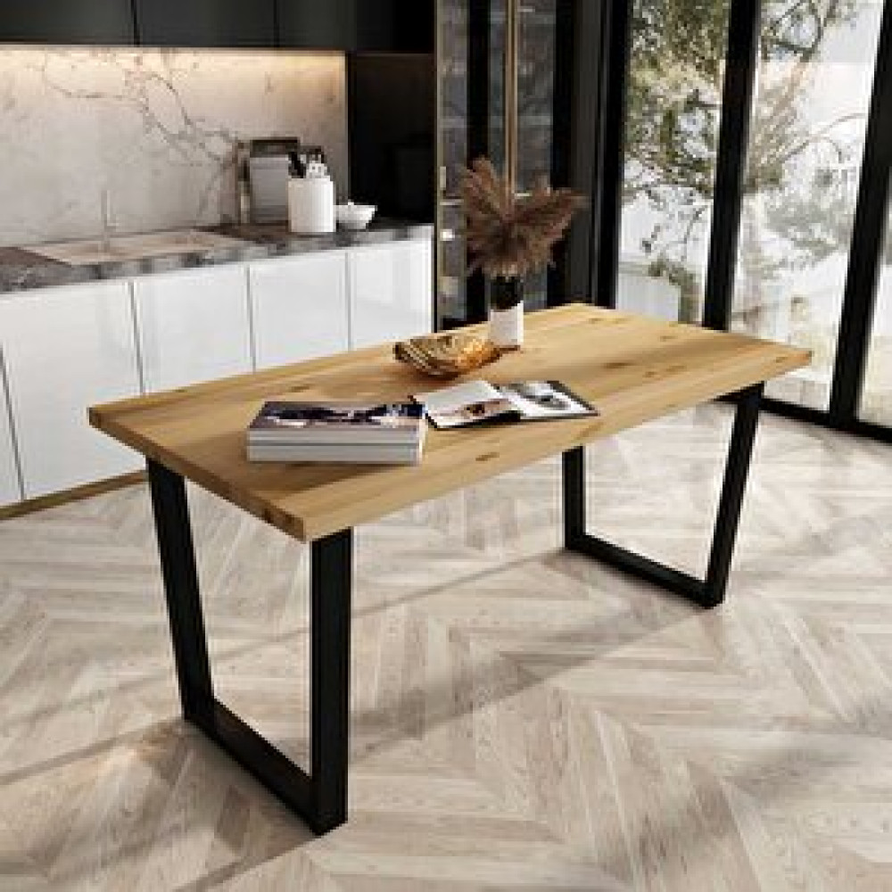 Woodesk Ilgın Masif Natural Renk Yemek Masası 180x80, Cpt7669-180 180x80 cm Masa - Sandalye Seti / Takımı Fiyatı