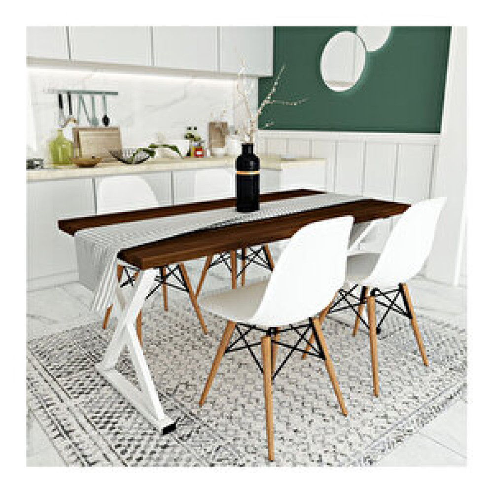 Woodesk Lara Masif Ceviz Renk 180x80 Sandalyeli Masa Takımı Cpt7428-180 180x80 cm Masa - Sandalye Seti / Takımı Fiyatı