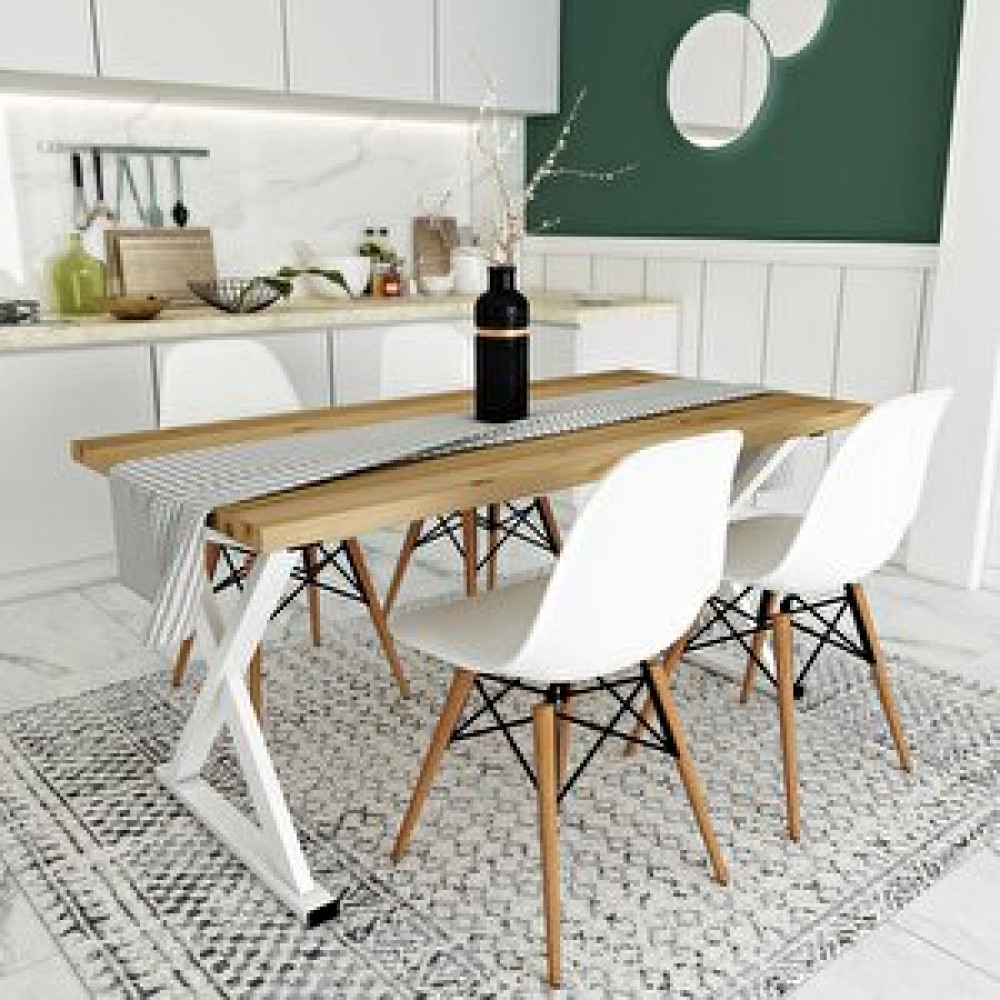 Woodesk Lara Masif Natural Renk Sandalyeli Masa Takımı Cpt7667-180 180x80 cm Masa - Sandalye Seti / Takımı Fiyatı
