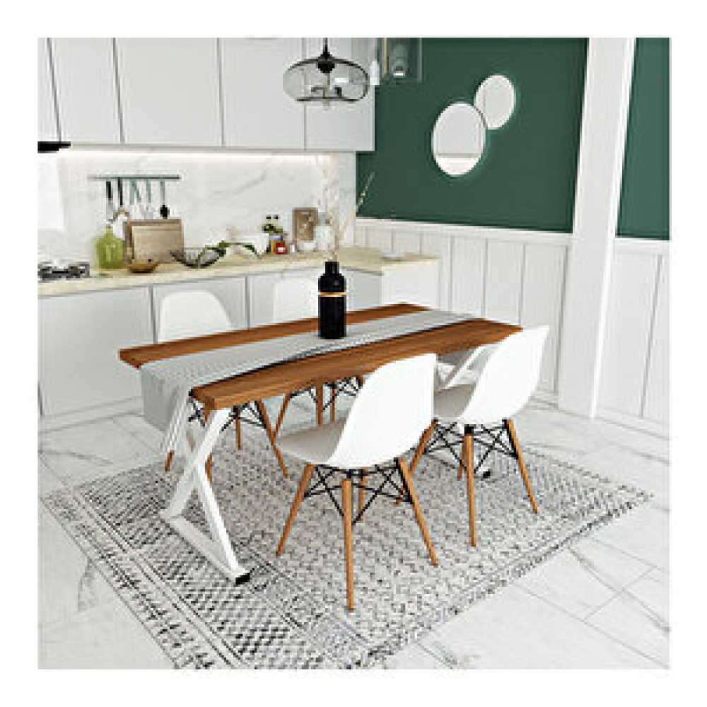 Woodesk Lara Masif Tik Renk 140x70 Sandalyeli Masa Takımı Cpt7419-140 140x70 cm Masa - Sandalye Seti / Takımı Fiyatı