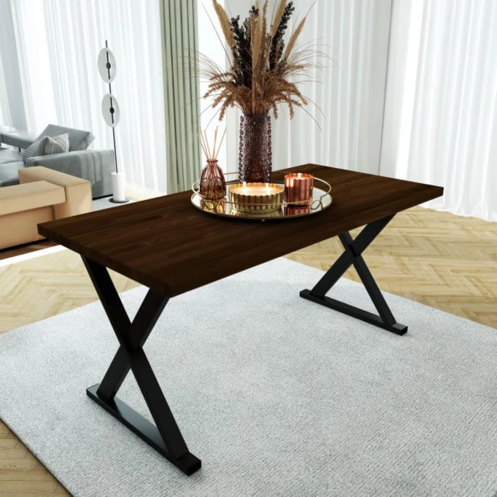 Woodesk Rihtim Masif Ceviz Renk 180X80 Yemek Masasi Cpt7309-180 Yemek & Mutfak Masası Fiyatı