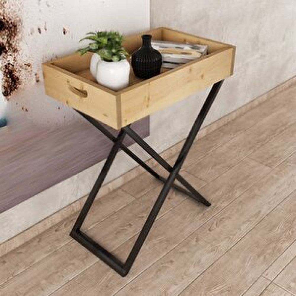 Woodesk Rio Masif Ağaç Natural Renk 50x30 Tepsi Sehpa Cpt2008-50 Natural Yan Sehpa Fiyatı