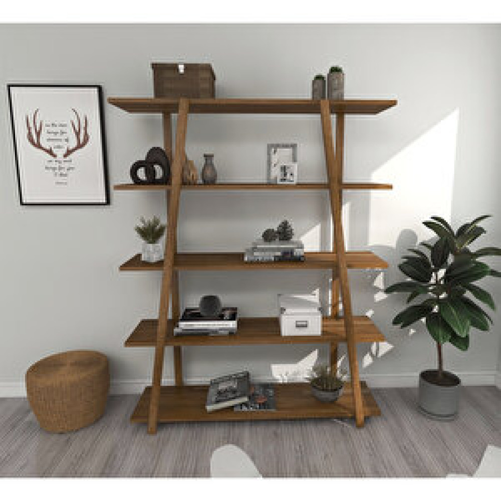 Woodface Soft Doğal Ahşap Kitaplık, Ceviz Kitaplık Fiyatı