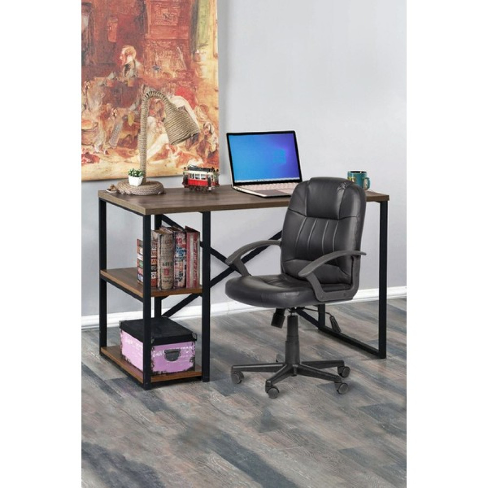 Woodhub 50 cm Çalışma Masası Laptop Bilgisayar Masası 2 Raflı Ofis Çalışma Masası Ceviz 50 x 120 Kahverengi - 0 Çalışma Masası Fiyatı