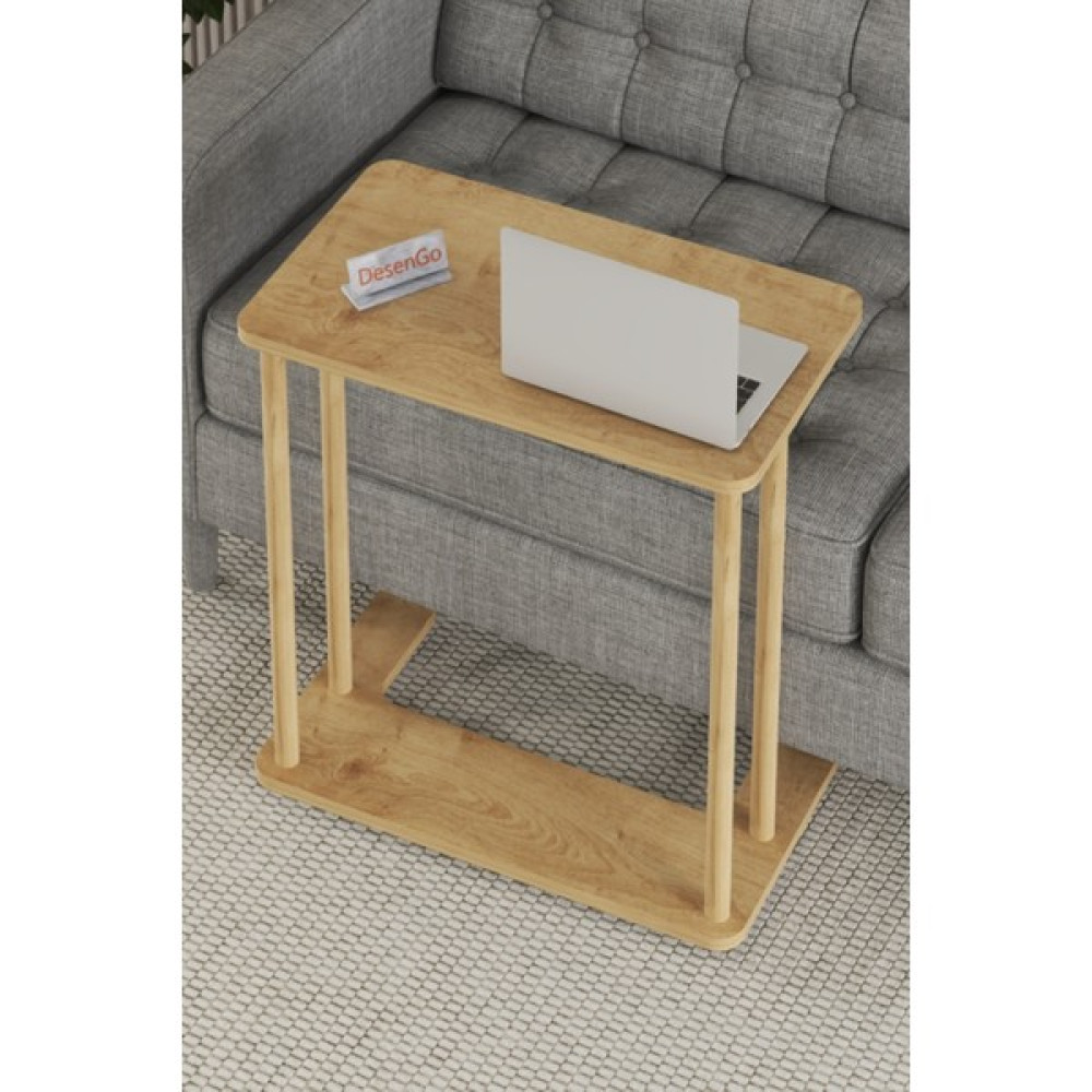 Woodhub 60 cm Laptop Masası Safir Meşe Tekerlekli Çalışma Masası 65 cm Suntalam 35 cm Sarı Modern - 0 Çalışma Masası Fiyatı