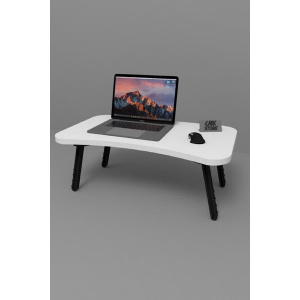 Woodhub Beyaz Katlanır Laptop Masası Sehpası Çalışma Yatak Kahvaltı Masası 60X35 cm Beyaz 35 cm 60 cm Sunta - 0 Sehpa Fiyatı