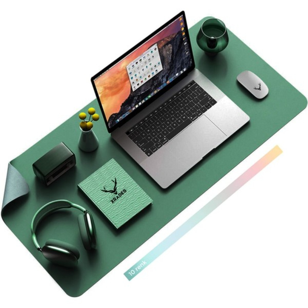 Woodhub Deri Mousepad Laptop Bilgisayar Için Geniş Masa Matı Deri Mouse Pad 80X40 cm Koyu Yeşil - Adrenalin Mavi Mouse Pad Fiyatı