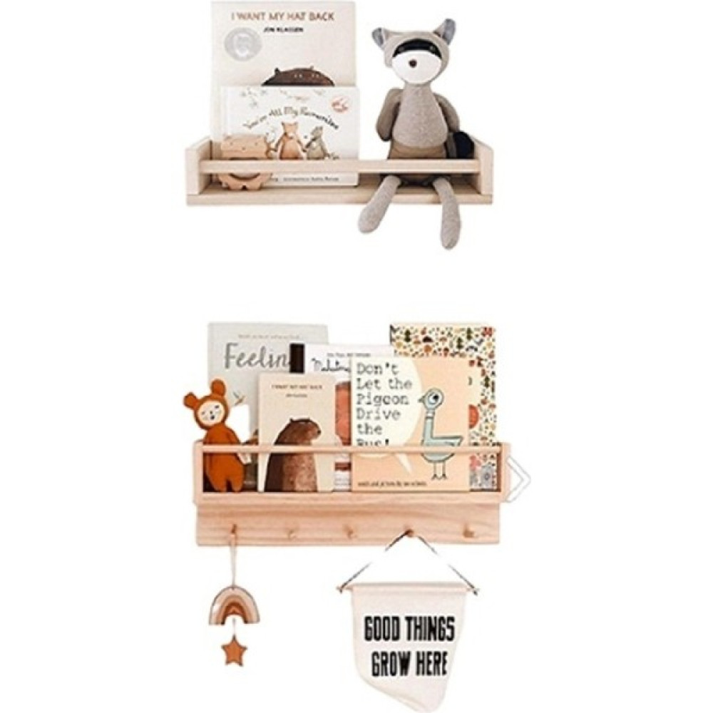 Woodhub Doğal Ahşap Montessori Çocuk Bebek Odası Askılık Duvar Rafı Yan Açık ve Tekli Raf Kitaplık - Duvar Rafı & CD / DVD Rafı Fiyatı