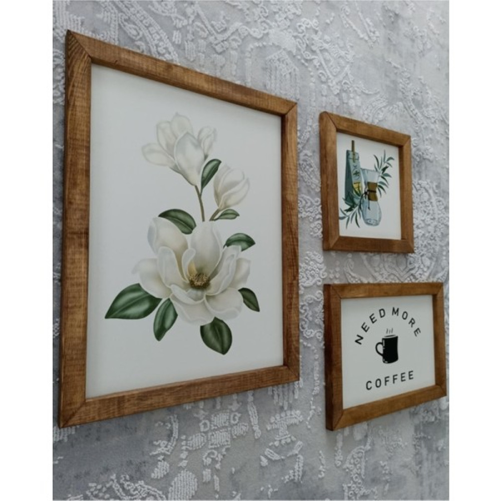 Woodhub Gerçek Ahşap Mutfak Kahve Köşesi Set - 0 - Kahverengi Poster Fiyatı