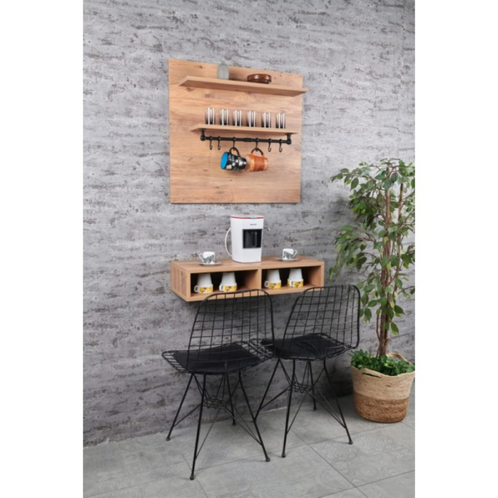 Woodhub Kahverengi Ahşap Renk Dekoratif Kahve Köşesi Duvara Monte Sosyal Alan Stand - 0 Poster Fiyatı