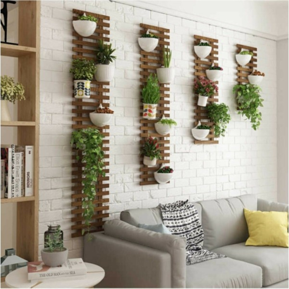 Woodhub Kahverengi Duvar Saksılık Duvar Çiçeklik Ahşap Saksılık 4'lü Merdiven Set 4 Parça Doğa Ahşap Kitaplık - Duvar Rafı & CD / DVD Rafı Fiyatı