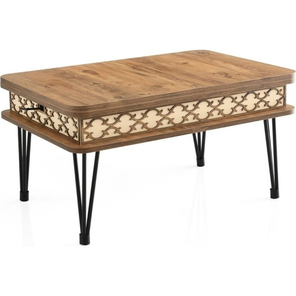 Woodhub Mdf Akıllı Sehpa Laptop Yemek Masası Kademeli Orta Sihirli Sehpa Firkete Ayak Diş Budak Krem Dikdör - 0 Orta Sehpa Fiyatı