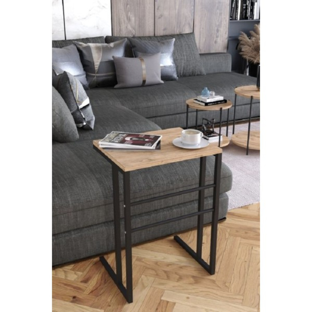 Woodhub Modern Metal Ayaklı Laptop Sehpası Kahvaltı Masası Çalışma Sehpası Atlantik Çam Kahverengi 35 cm 35 - 0 Çalışma Masası Fiyatı