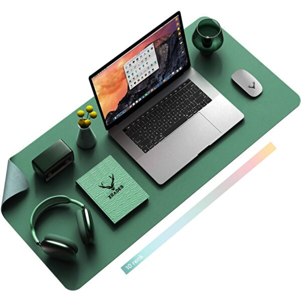Woodhub Oyun Deri Mousepad Laptop Bilgisayar Için Geniş Masa Matı Deri Mouse Pad 80X40 cm Koyu Yeşil Yeşil Mouse Pad Fiyatı