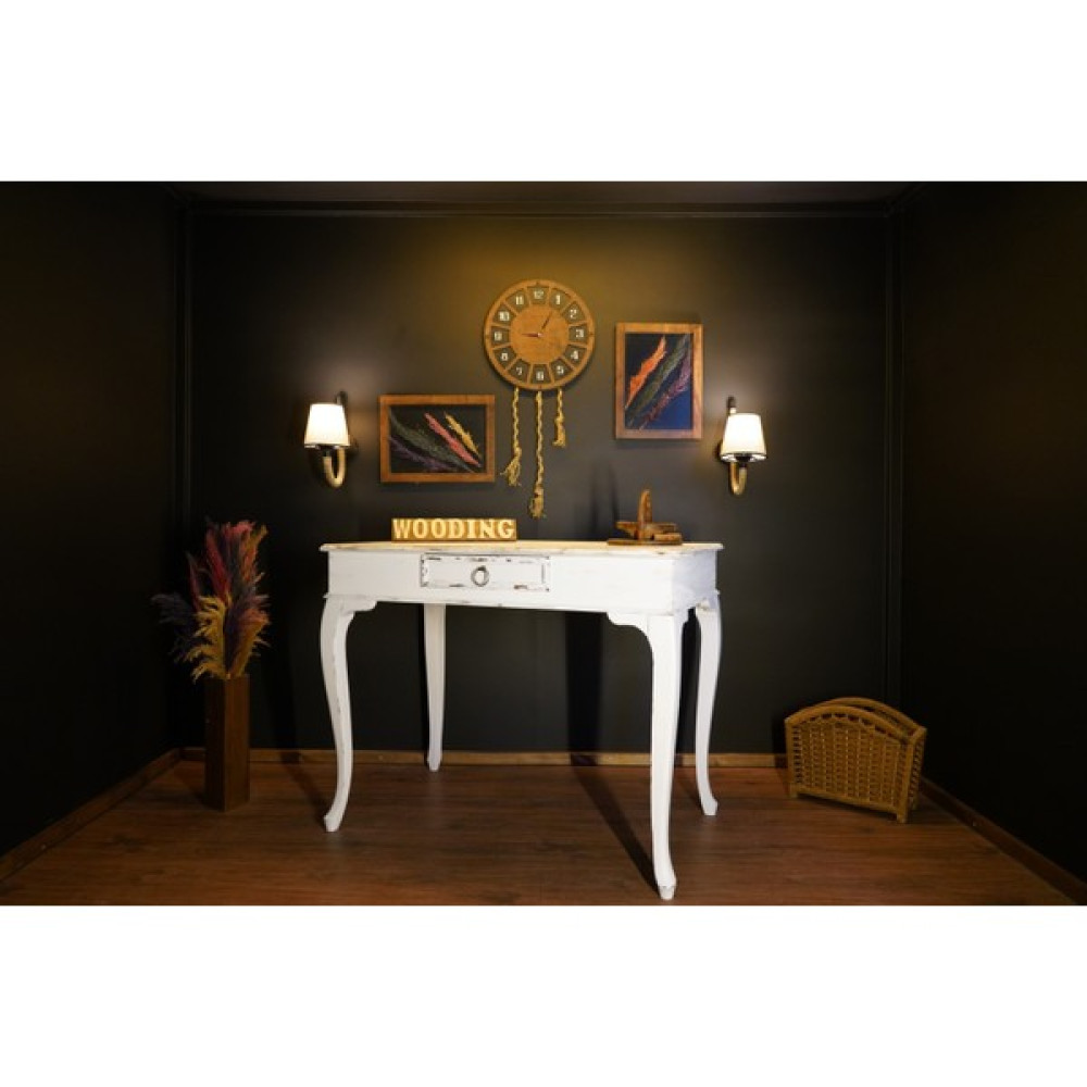 Wooding 100 cm Masif Eskitme Beyaz Çalışma Masası - 100 x 60 cm Çalışma Masası Fiyatı