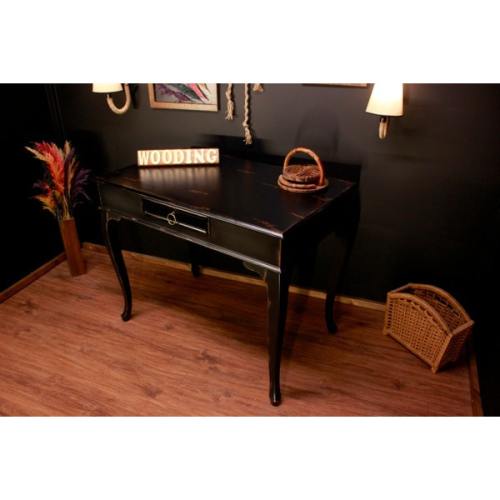 Wooding 100 cm Masif Eskitme Siyah Çalışma Masası - 100 x 60 cm Çalışma Masası Fiyatı