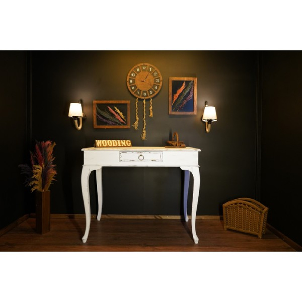 Wooding 110 cm Masif Naturel Beyaz Çalışma Masası - 110x70 cm - Beyaz - Naturel Çalışma Masası Fiyatı