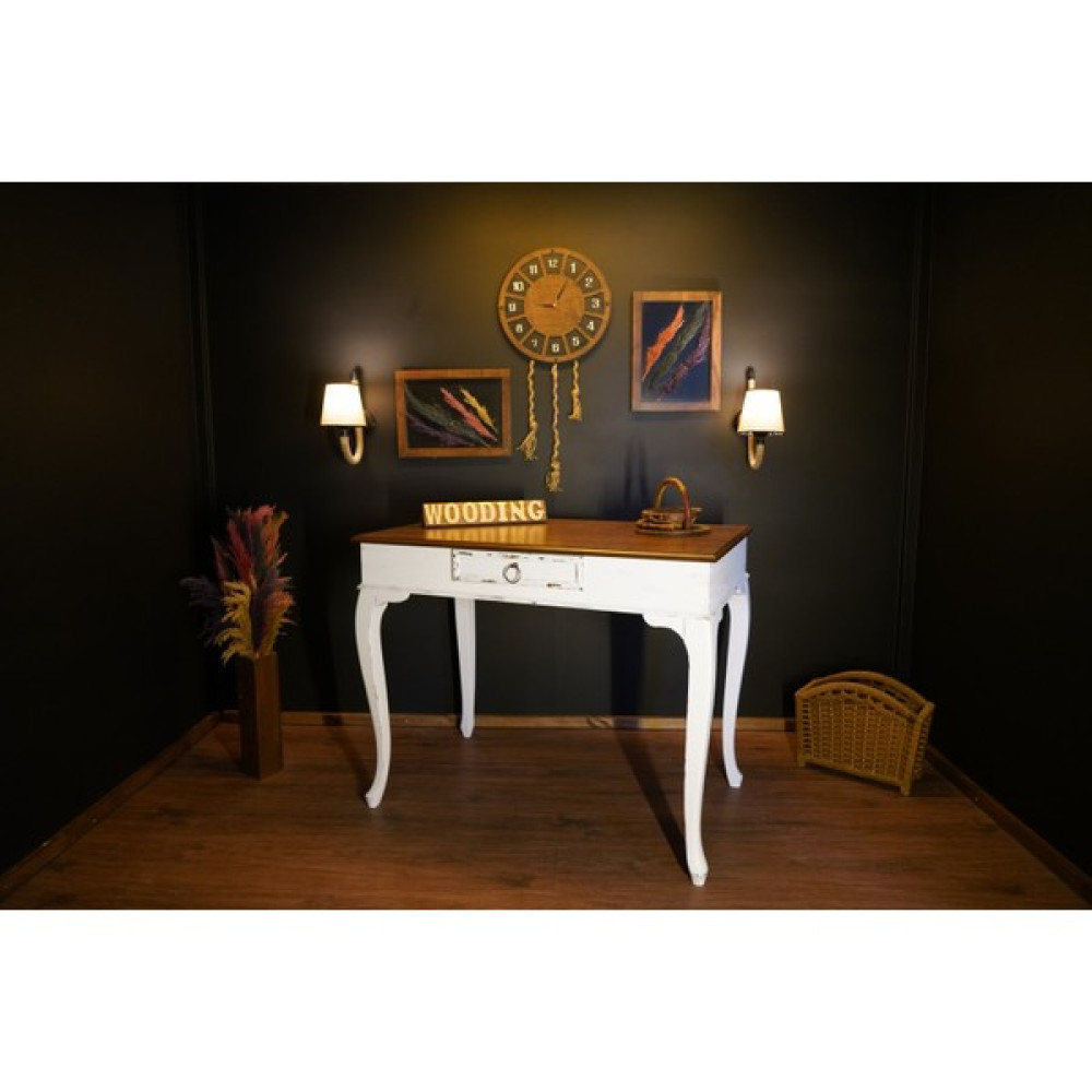 Wooding 120 cm Masif Ceviz Beyaz Çalışma Masası - 120x80 cm - Beyaz - Ceviz Çalışma Masası Fiyatı