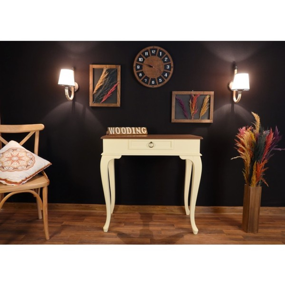 Wooding 80 cm Çekmeceli Masif Dresuar - Krem - Naturel Dresuar / Makyaj Masası Fiyatı