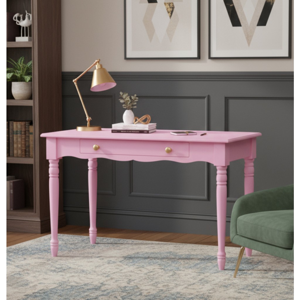 Wooding Mobilya 100 cm Masif Pembe Tornalı Çalışma Masası - 100x60 Çalışma Masası Fiyatı