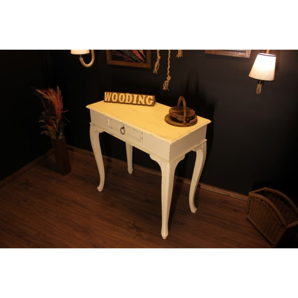 Wooding Mobilya Wooding 80 cm Masif Eskitme Beyaz Dresuar Dresuar / Makyaj Masası Fiyatı