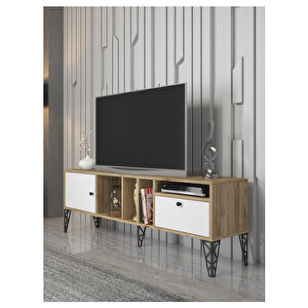 Wood’n Love Cercei 160cm Tv-beyaz-atlantikçam/siyah Tv Ünitesi / Sehpası Fiyatı