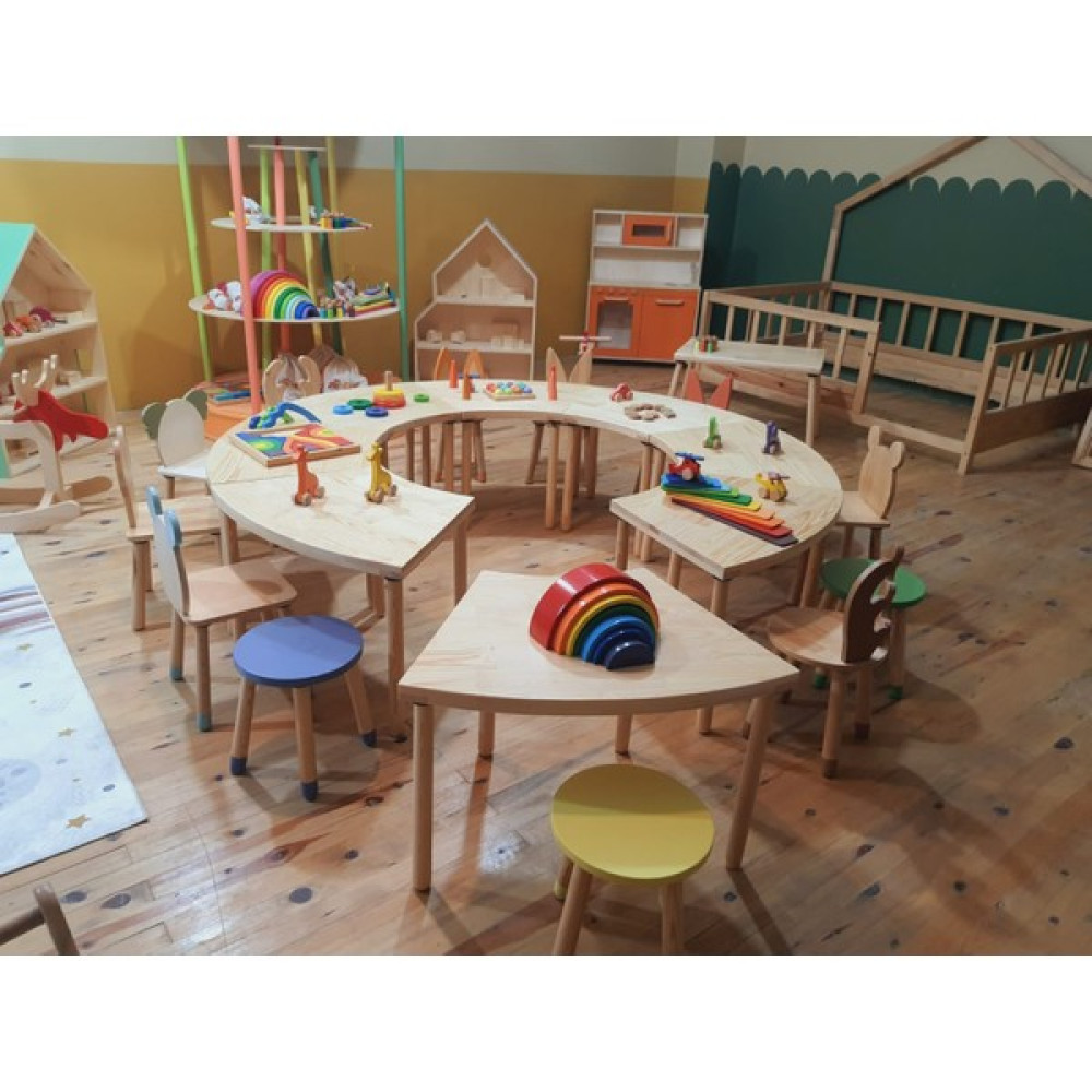 Woodnjoy Sekiz Parçalı Yuvarlak Grup Etkinlik Masası - Kahverengi Bebek Odası Tekstili Fiyatı
