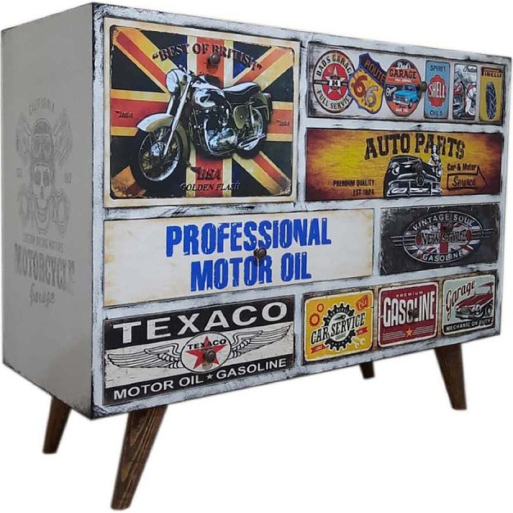 Woodshop Türkiye Klasik Otomobil ve Motosiklet Tutkunları Için Vintage & Retro Tarzı Çok Çekmeceli Konsol, Şifonyer Konsol Mobilya Fiyatı