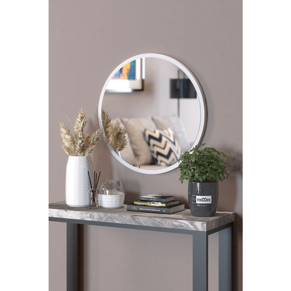 woodstore Beyaz Dekoratif Yuvarlak Antre Hol Koridor Duvar Salon Mutfak Banyo Wc Ofis Aynası 45 Cm Ayna Fiyatı