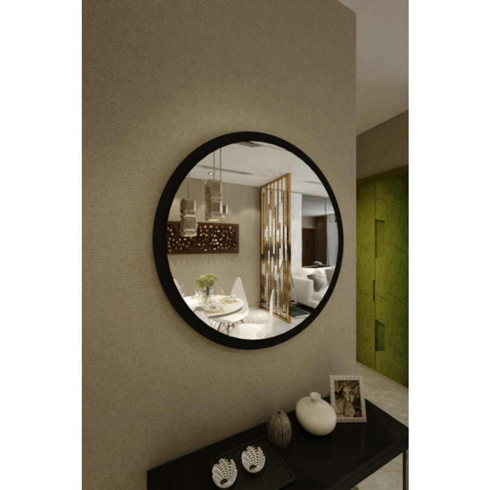 woodstore Yuvarlak Siyah Duvar Salon Ofis Aynası 60cm Ayna Fiyatı