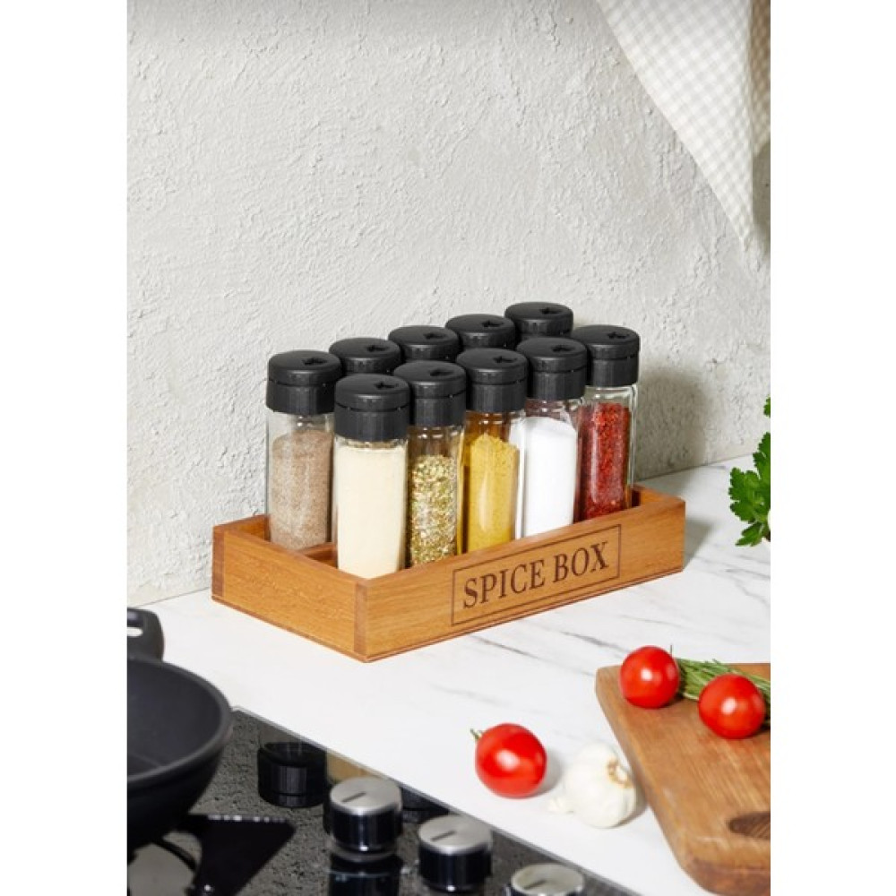 Woodsy 10'ıu Baharatlık Takımı Ahşap Stantlı Baharatlık Spice BOX10 Baharat Setleri & Baharatlıklar Fiyatı
